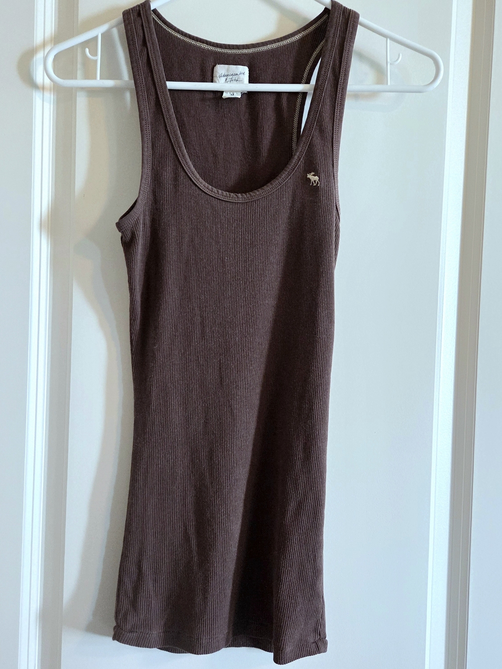 Vintage Y2K Abercrombie & Fitch Chocolate Brown Ribbed Camisole Moose Tank Top M